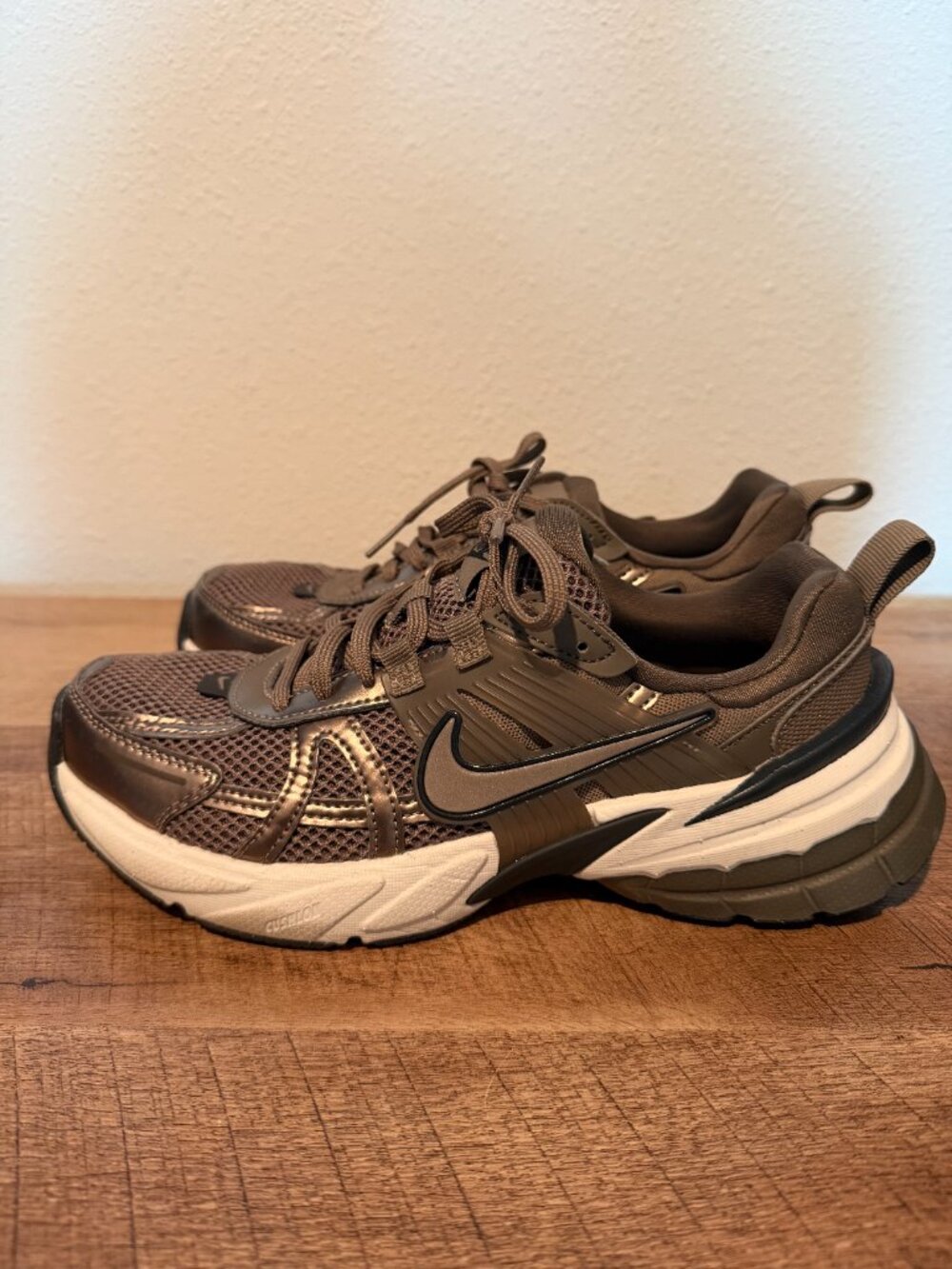 Nike V2K Run sneakers in the "Mink Brown/Ironstone"